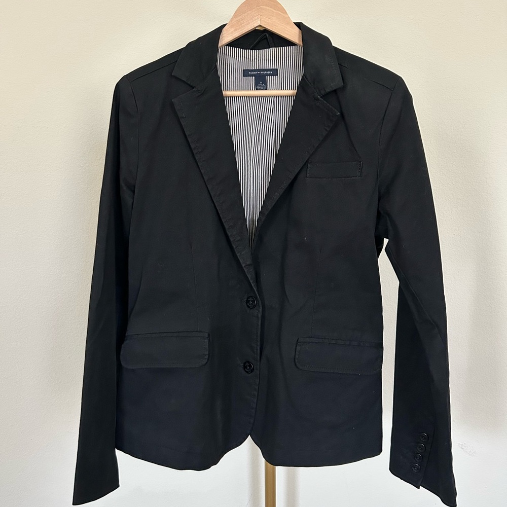 Tommy Hilfiger 100% Cotton Black Blazer - Size M